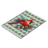 Kardinal auf der Kiefernabzweigung mit den Winterb Notizblock (Linke Seite)