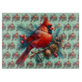 Kardinal auf der Kiefernabzweigung mit den Winterb Schneidebrett (Vorderseite)