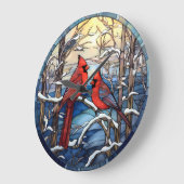 Kardinal auf der Schneedecke Große Wanduhr (Winkel)