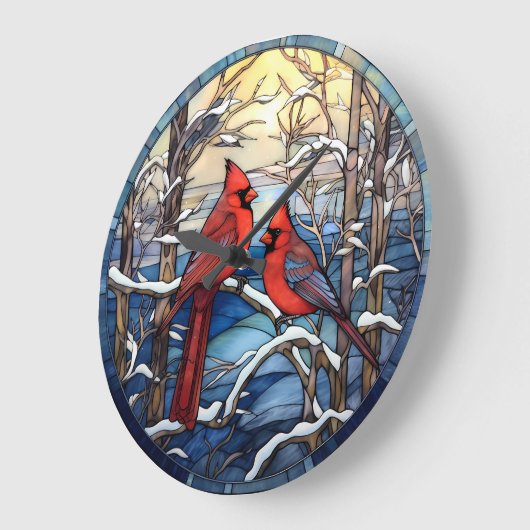 Kardinal auf der Schneedecke Große Wanduhr (Winkel)