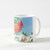 Kardinal auf einem verschneiten Busch Kaffeetasse (VorderseiteRechts)
