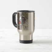 Kardinal auf einem Vogelzufuhrschlauch Reisebecher (Vorderseite Links)