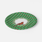 Kardinal auf einer Kaminplatte Pappteller (Schrägansicht)