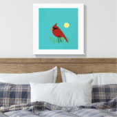 Kardinal auf Gras mit Aqua Green Leinwanddruck (Insitu (Schlafzimmer))