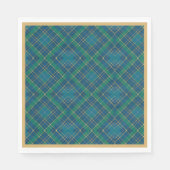 Kardinal auf Grün, Blau, Gold, Weihnachten Kariert Serviette (Vorderseite)