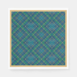 Kardinal auf Grün, Blau, Gold, Weihnachten Kariert Serviette