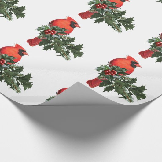 Kardinal auf Holly 2 Wrapping Paper Geschenkpapier (Ecke)