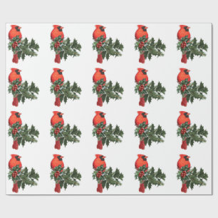 Kardinal auf Holly 2 Wrapping Paper Geschenkpapier