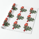 Kardinal auf Holly 3 Wrapping Paper Geschenkpapier (Ungerollt)