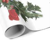 Kardinal auf Holly 3 Wrapping Paper Geschenkpapier (Rolleneckpunkt)