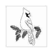 Kardinal auf Kiefernstrauch Gummistempel (Prägung)