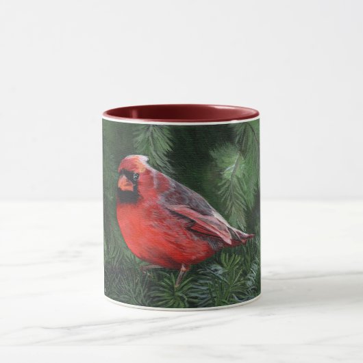 Kardinal auf Kiefernzweig Tasse (Zentrum)