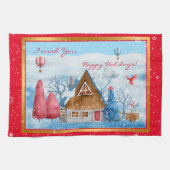 Kardinal auf Landschaft anpassen Geschirrtuch (Horizontal)