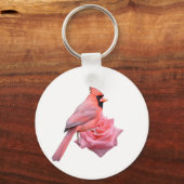 Kardinal auf Rose Schlüsselanhänger (Vorderseite)