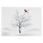 Kardinal auf Snowy Tree Weihnachtsgeschenktasche Große Geschenktüte (Rückseite)
