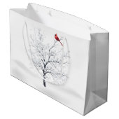 Kardinal auf Snowy Tree Weihnachtsgeschenktasche Große Geschenktüte (Rückseite Schrägansicht)