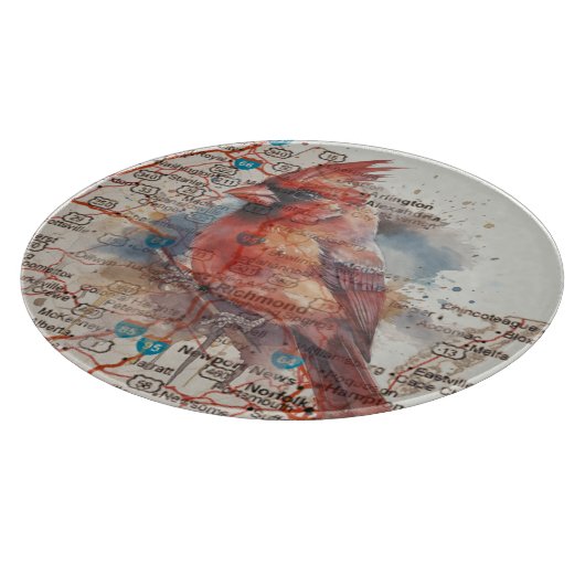 Kardinal auf Virginia Road Map anpassbar Schneidebrett (Ecke)