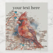 Kardinal auf Virginia Road Map anpassbar Weinetikett (Einzelnes Label)