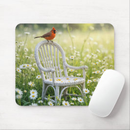 Kardinal auf Wicker-Vorsitz Mousepad