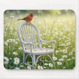 Kardinal auf Wicker-Vorsitz Mousepad