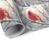 Kardinal auf Winterzweig mit Eiszapfen Geschenkpapier (Rolleneckpunkt)