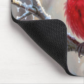 Kardinal auf Winterzweig mit Eiszapfen Mousepad (Ecke)