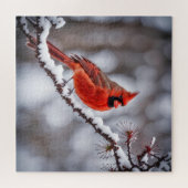Kardinal auf Winterzweig Puzzle (Horizontal)