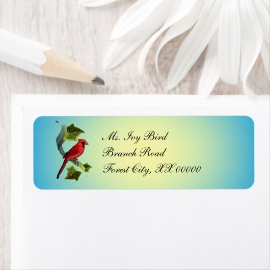 Kardinal auf Zweig mit ivy-Blätter (Insitu)