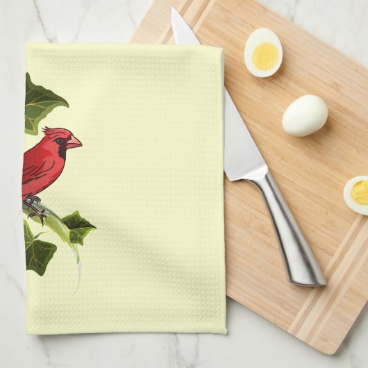 Kardinal auf Zweig mit ivy-Blätter Handtuch (Viertel Falte)