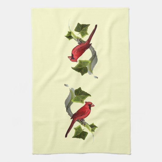 Kardinal auf Zweig mit ivy-Blätter Handtuch (Vertikal)