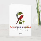 Kardinal auf Zweig mit ivy-Blätter Karte (Rückseite)