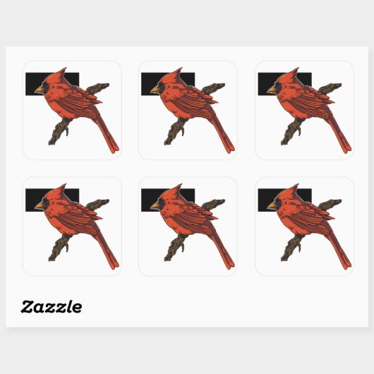 Kardinal-Aufkleber Quadratischer Aufkleber (Blatt)