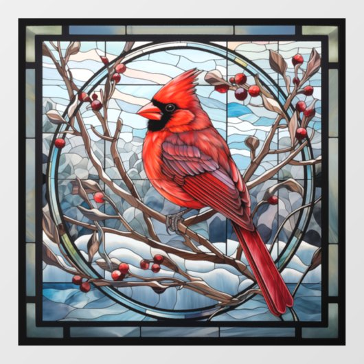 Kardinal aus Hartglas Fensteraufkleber (Blatt)