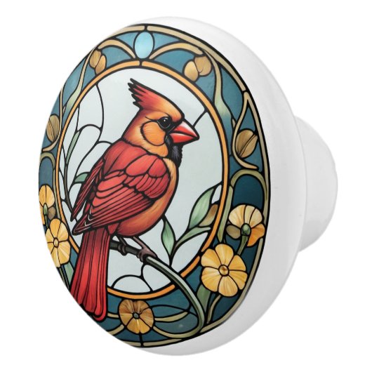 Kardinal aus Hartglas Keramikknauf (Rechts)