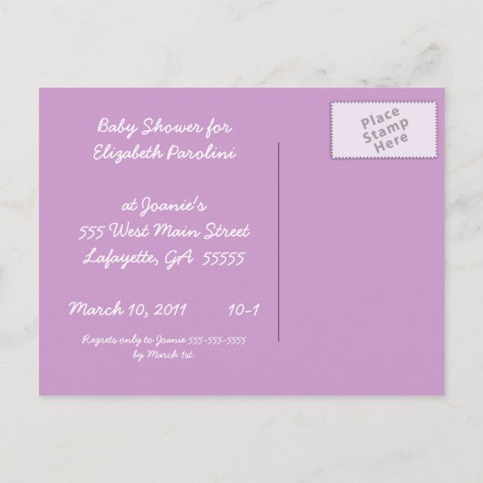 Kardinal Babydusche Postkarte (Rückseite)