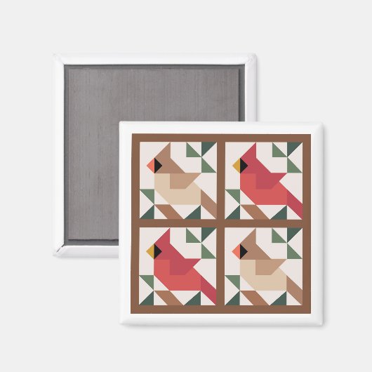Kardinal Barn Quilt Magnet (Vorderseite/Rückseite)