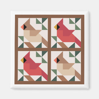 Kardinal Barn Quilt Magnet