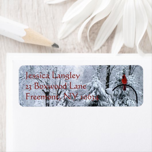 Kardinal-Bäume Schneesturm-Adressetiketten (Insitu)
