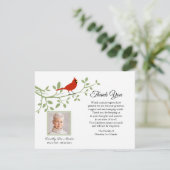 Kardinal Beerdigung Danke Foto Note Card (Stehend Vorderseite)