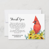 Kardinal Beerdigung Gedenkstätte Sonnenblumen Beil Dankeskarte (Vorderseite)