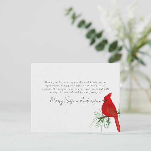 Kardinal Beerdigung Memorial Vielen Dank Dankeskarte (Stehend Vorderseite)