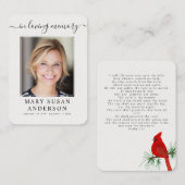 Kardinal Beerdigungskarte Foto-Gebetskarte Mitteilungskarte (Vorne/Hinten)