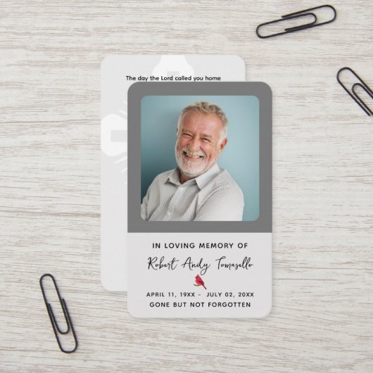 Kardinal-Beerdigungskarte Visitenkarte (Vorderseite/Rückseite Beispiel)