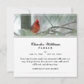 Kardinal bei der Pine SQUARE Beerdigung Dankeschön Dankeskarte (Rückseite)