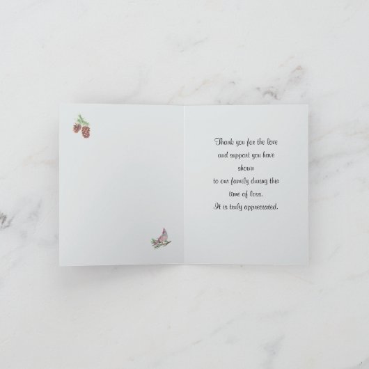 Kardinal Beileid Vielen Dank, dass Sie die Notiz-K (Innenseite)