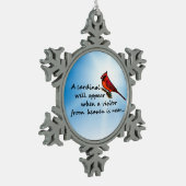 Kardinal, Besucher vom Himmel Schneeflocken Zinn-Ornament (Links)