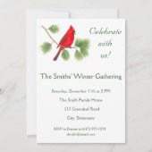 Kardinal Bird Art Holiday Party Einladung (Vorderseite)