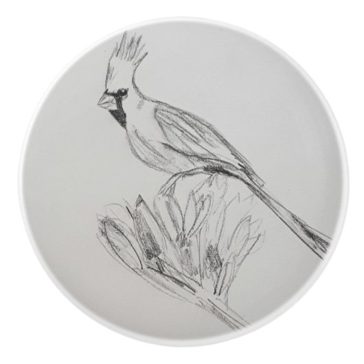 Kardinal-Bird-benutzerdefinierte Keramik Keramikknauf (Vorderseite)