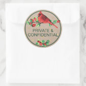 Kardinal Bird & Berries Benutzerdefinierter Text Runder Aufkleber (Tasche)