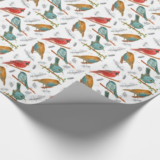 Kardinal Bird Bluebirds Chickadee Gnatcatcher Geschenkpapier (Ecke)